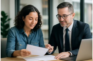 Confident woman entrepreneur applying for a business loan