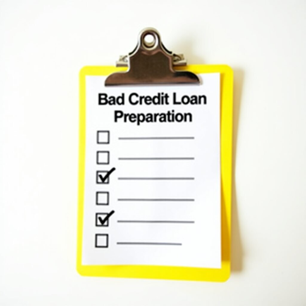 Checklist of steps to take before applying for a car loan with bad credit.